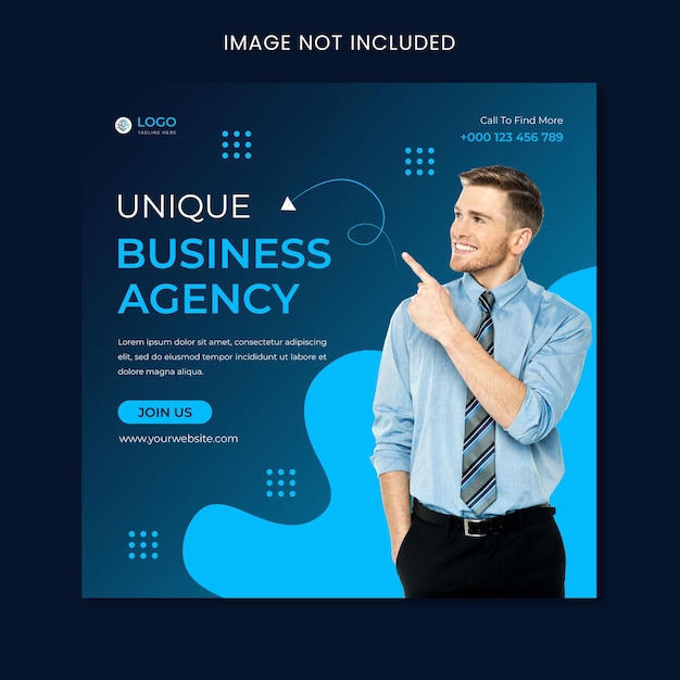 Unique business agency square social media banner template