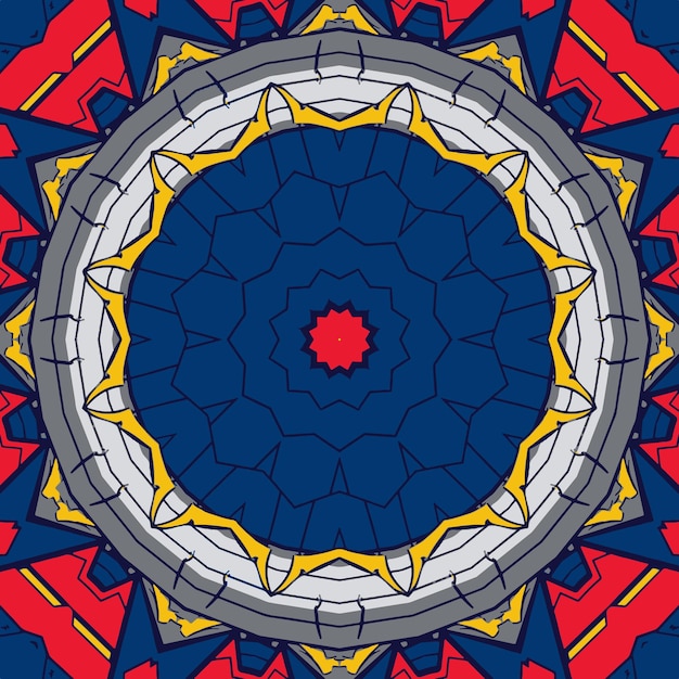 Unique carpet with flower mandala and ornamental frame in arabic style Vector illustration in warm tones