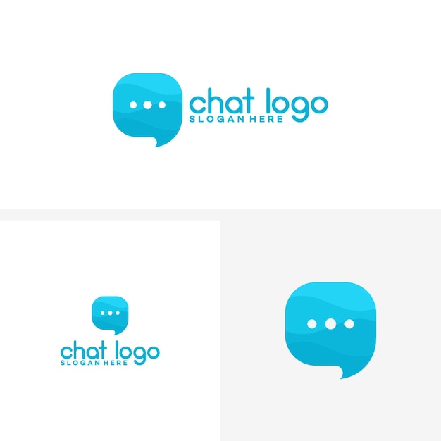 Вектор Уникальный логотип чата, дизайн шаблона логотипа чата с водной волной