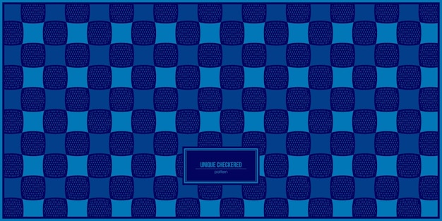 파란색이 지배적인 독특한 체크 무늬 패턴