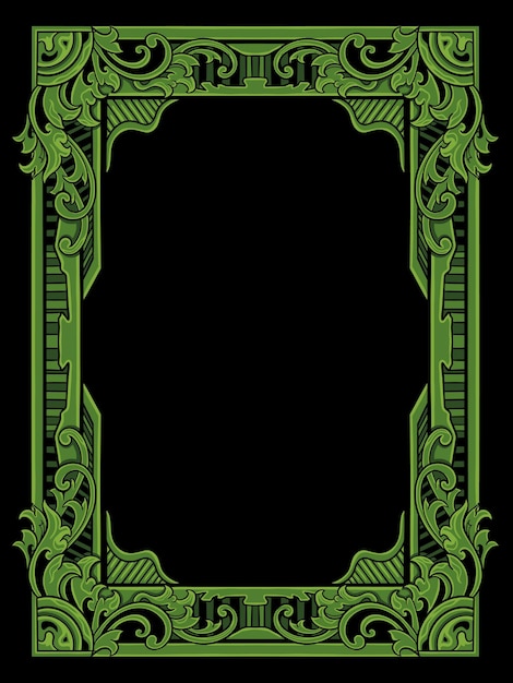 Unique classic green frame carving design for ornaments and photo frames
