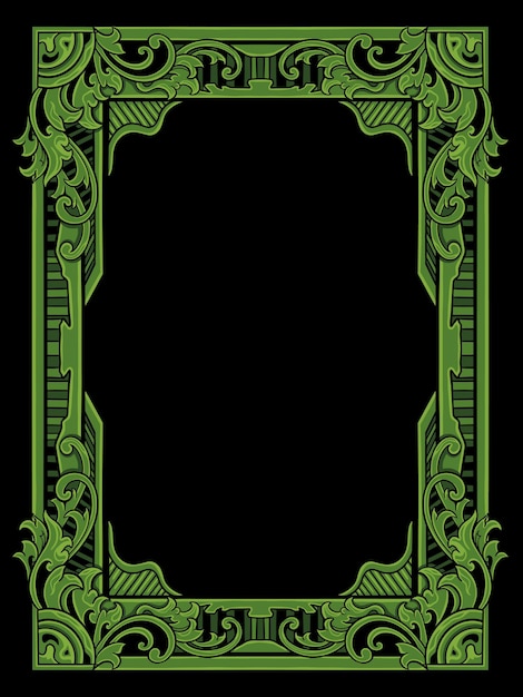 Unique classic green frame carving design for ornaments and photo frames