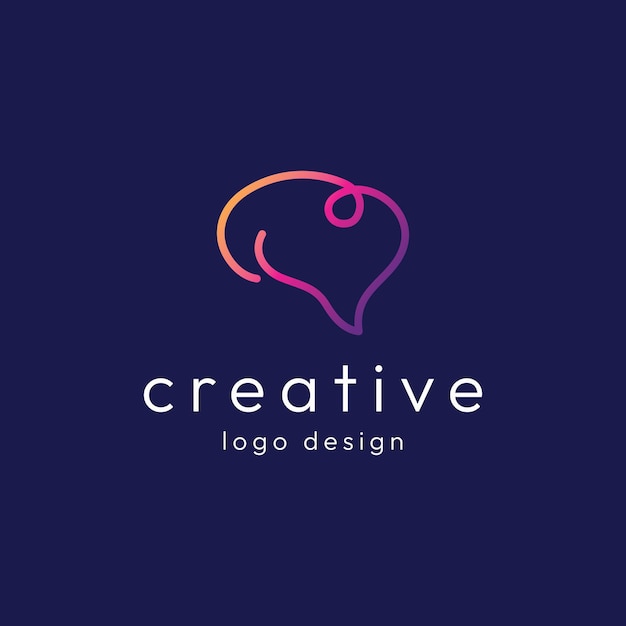 Vector unique colorful brain logo template design with creative ideas