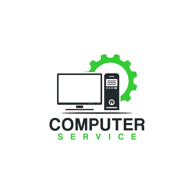 unique computer service logo vector graphic