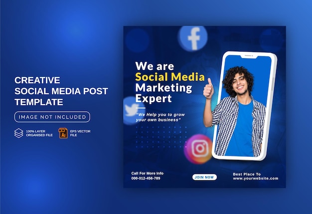 Уникальная концепция публикации в социальных сетях для продвижения цифрового маркетинга Шаблон обложки Facebook