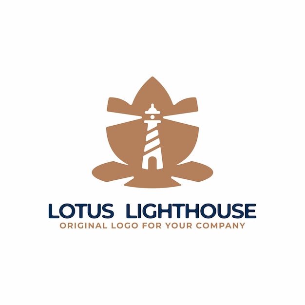 Vector unique creative lighthouse with lotus symbol.