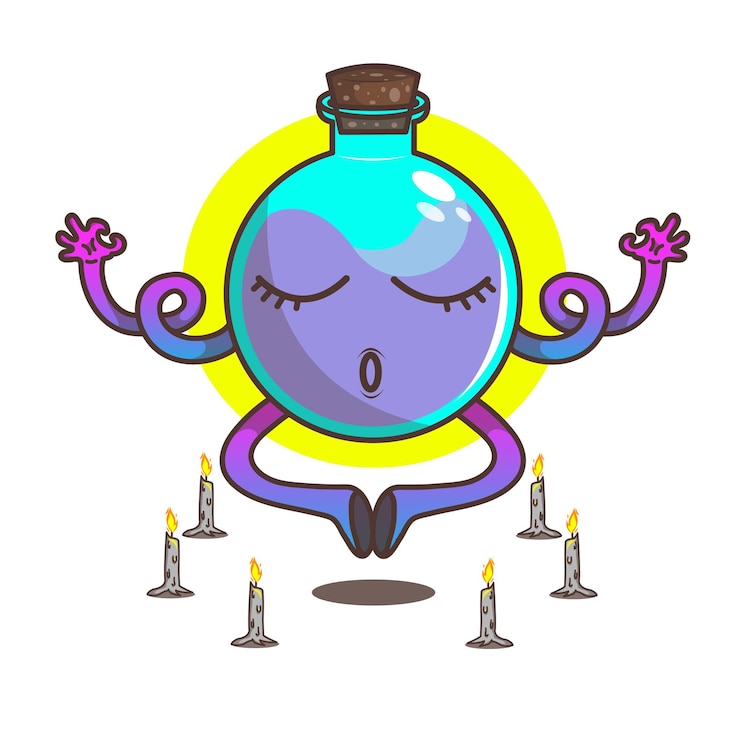 Vector unique cute cartoon character yoga perfume bottle