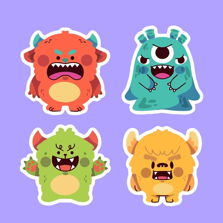 Unique and cute little critters sticker collection 3 doodle illustration