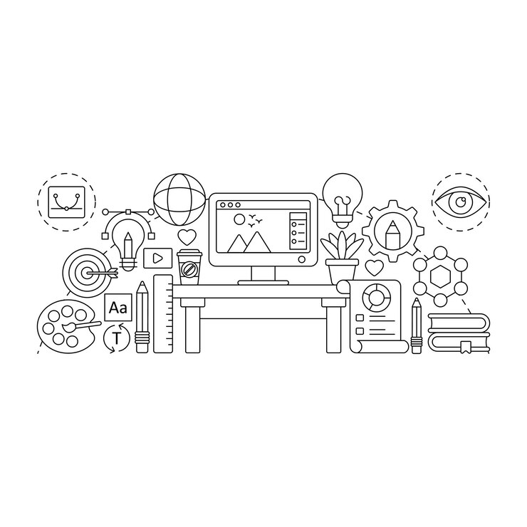 वेक्टर a unique design illustration of design studio