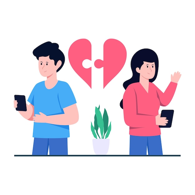 Vector unique design illustration of online breakup