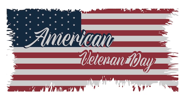 ベクトル 退役軍人の日のお祝いと記念のためのアメリカ国旗グランジのユニークなデザイン