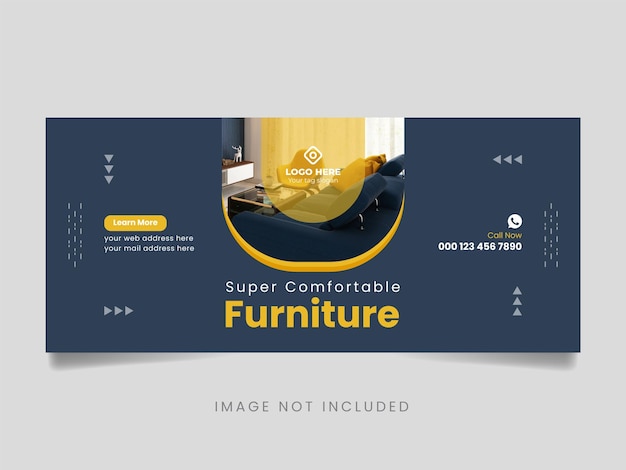 Unique editable furniture business facebook cover banner for social media post