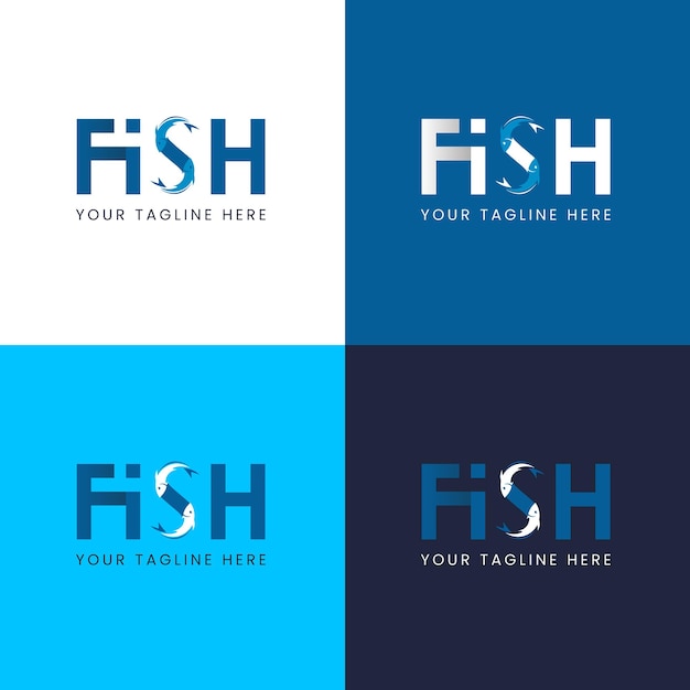 Design unico del logo del pesce per la tua attività