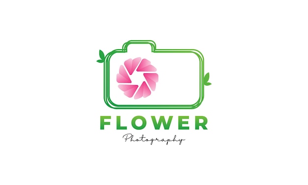 Unique flower and shutter lens camera photography logo design icon vector template