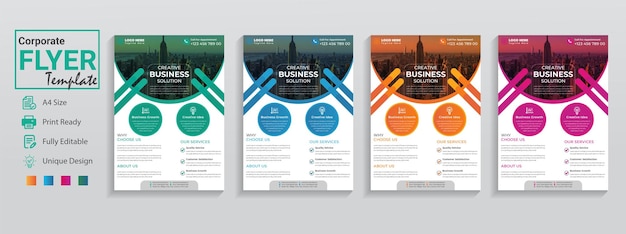 Unique flyer templates set. Creative business flyer design with modern corporate style.