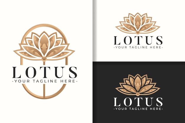 Unique golden lotus flower logo template