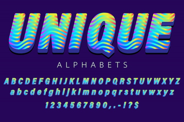 Unique gradient alphabet text effect