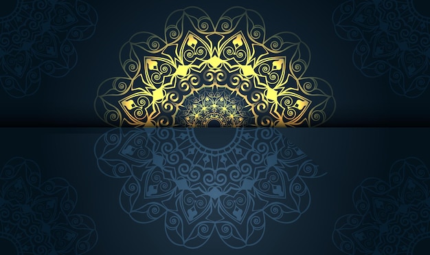 Unique gradient green color mandala background design premium vector