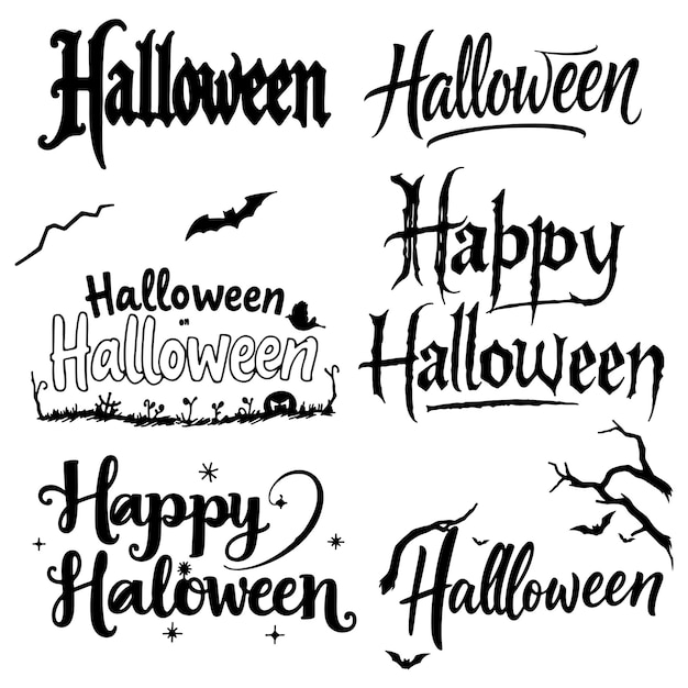 Vector unique halloween typography silhouette vector calligraphy designs for creative projects