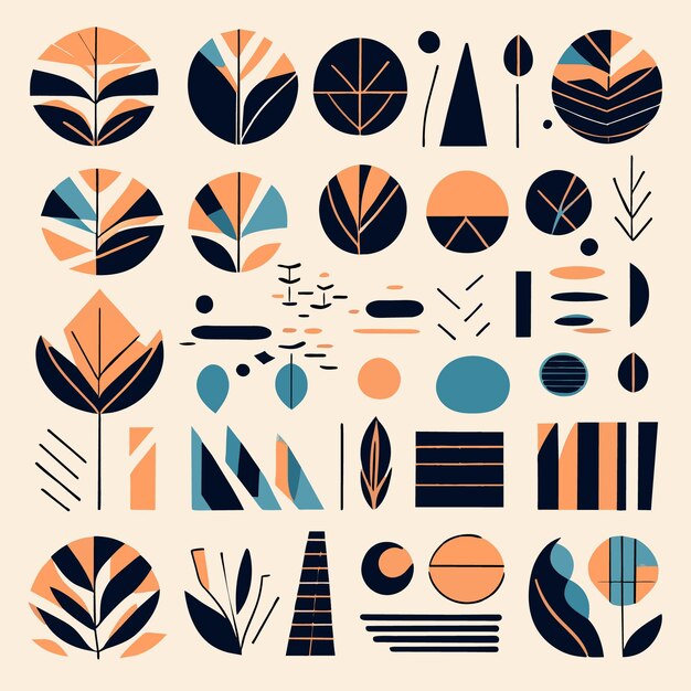 Unique HandDrawn Flat Shapes Abstract Vector Icon Pack