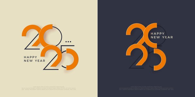 Design unico di buon anno nuovo 2025 con numeri di ritaglio moderni e puliti design premium 2025 per il modello di poster del calendario o il design del poster