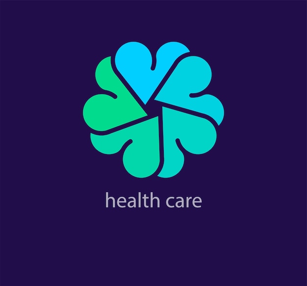 Unique health logo Circular hearts Modern design color transitions Healthcare logo template