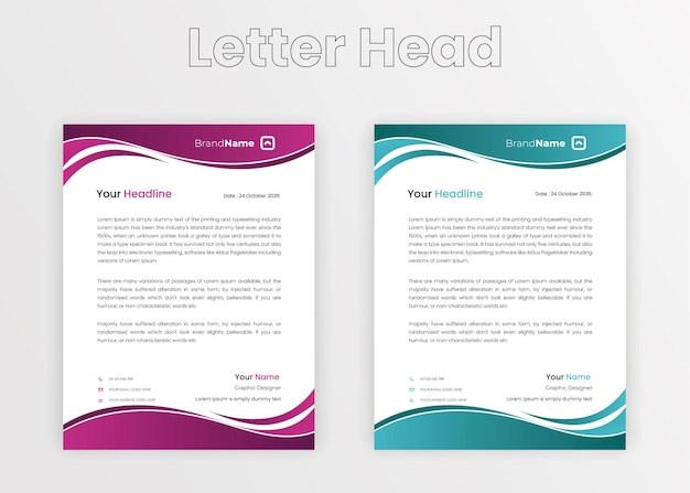 Unique Idea and modern business letterhead template colorful letter head design