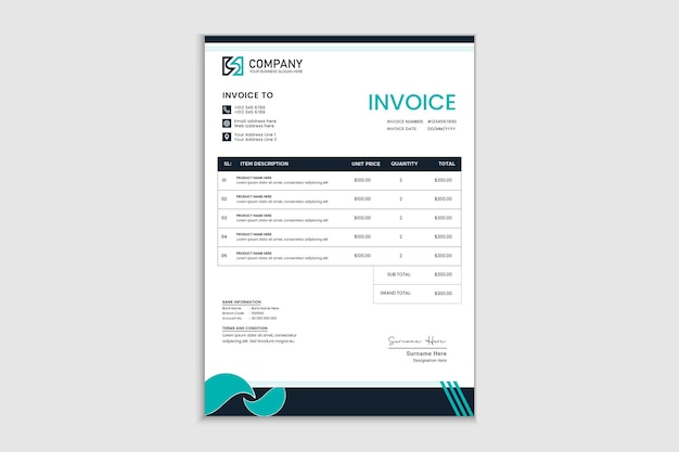 Unique invoice design template