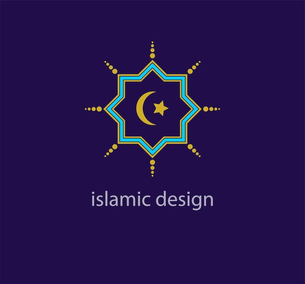 Unique islamic moon and star style logo design template. Abstract arabic symbol.