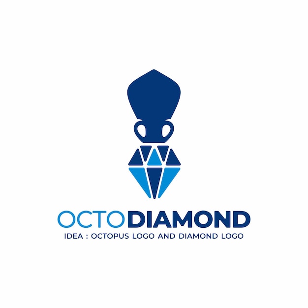 벡터 문어와 다이아몬드가 결합된 독특한 로고 디자인