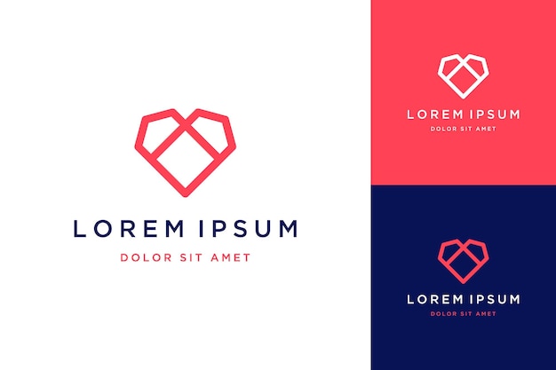 Unique logo designs or geometric hearts with boxes