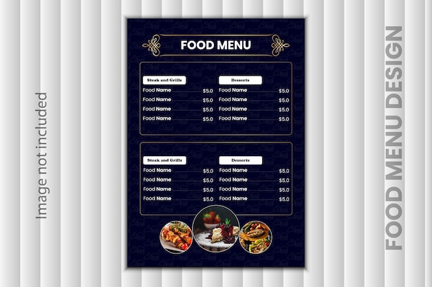 Unique and luxury food menu design template