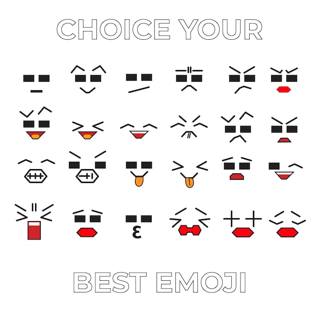 Unique mixed emoji set template