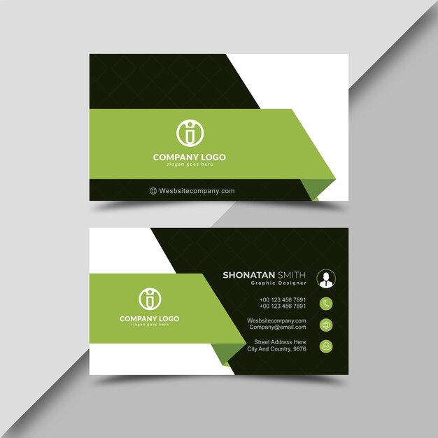 Unique Modern Business Card design green with black template