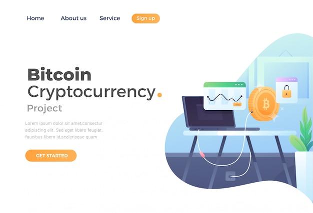 Unique modern flat design concept of bitcoin cryptocurrency for website and mobile website