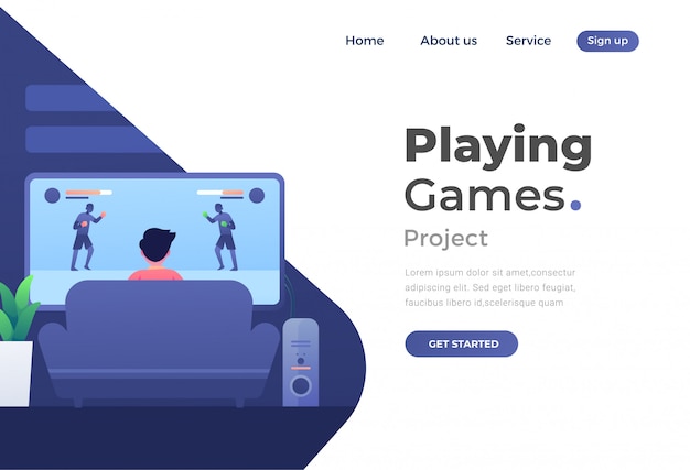 Vector unique modern flat design concept of gaming for website and mobile website