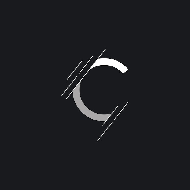 ユニークで近代的な幾何学的な文字 C 初期のロゴのテンプレートデザイン ビジネスカードのロゴ ブランドとアイデンティティ