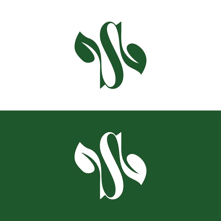 Vector unique modern minimalist initial letter s with leaf logo