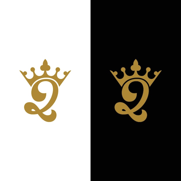 Unique Modern And Unique Letter Q Initial King Logo Design