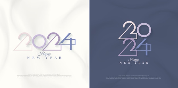 Unique new year with the number 2024 On a blue and white background Premium vector design for poster banner greeting and celebration of happy new year 2024