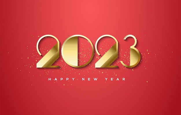 Unique number 2023 greeting design for the new year 2023 with luxury gold