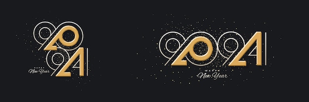 Unique number 2024 design with an elegant black background premium design for happy new year 2024 celebration