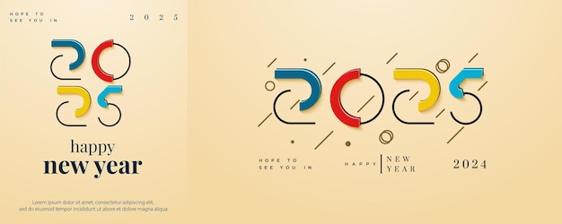 unique numbers with geometric new year 2025 background Premium vector background for posters calendars greetings and New Year 2025 celebrations