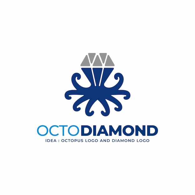 Unique Octopus and diamond logo design template.