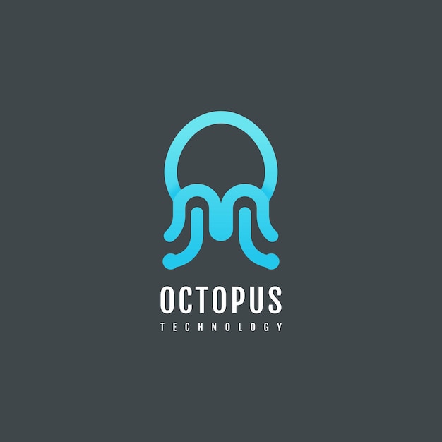 Unique octopus and technology logo design illustration