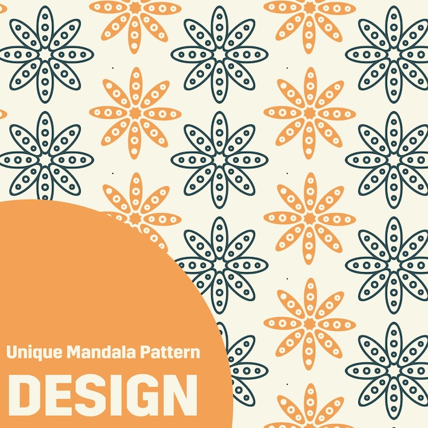 Design unico con motivo mandala arancione e blu