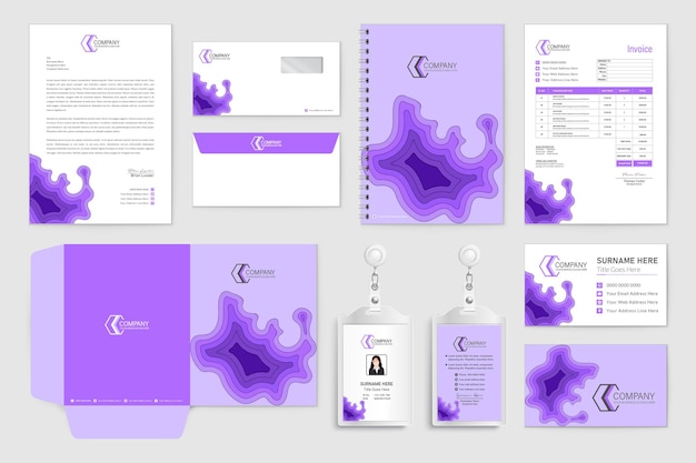 Vector unique papercut brand identity package for businesses stationery