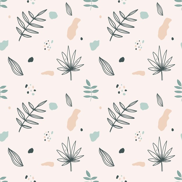 Vector unique pattern of flowers and leaf hand drawing with icons and design elements