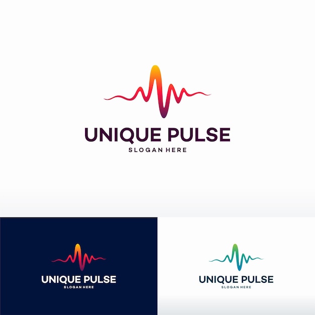 Unique Pulse Logo template designs vector illustration, Heart Beat logo symbol