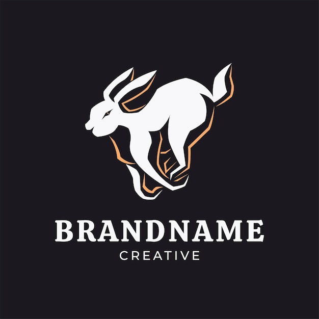 Unique rabbit jump logo design